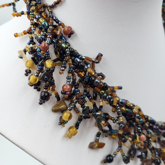 Multi-Layered Jewel-Toned Statement Necklace - Picture 5 of 7